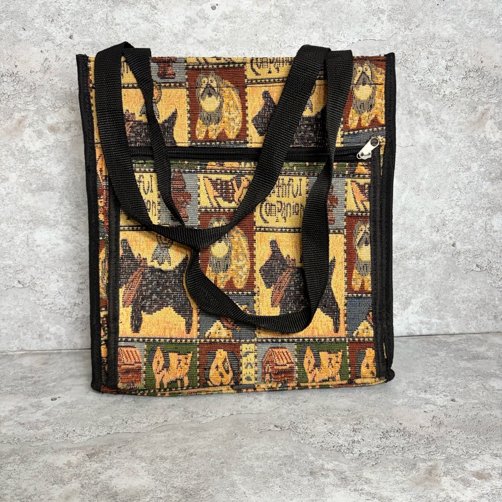 Tapestry Tote Bag with Black Accents
